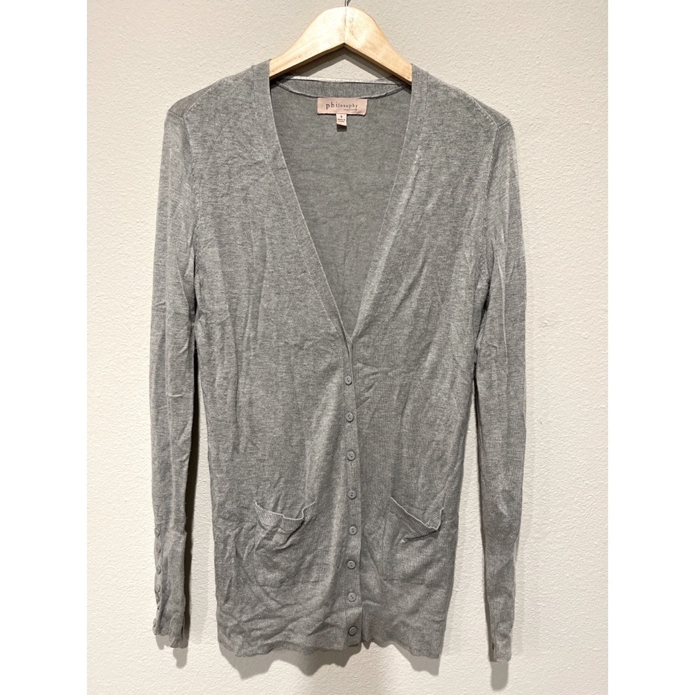 Philosophy| Gray button Cardigan Sweater| Small
